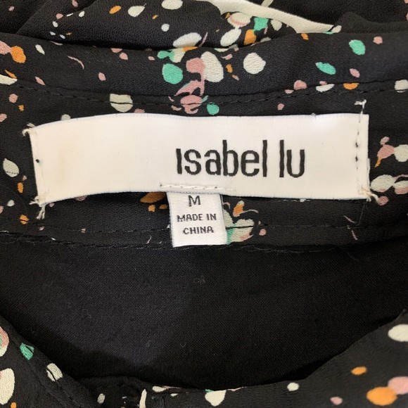 Isabel Lu Womens Black Floral Romper Jumper Size Medium Sleeveless Button Front - Picture 10 of 10
